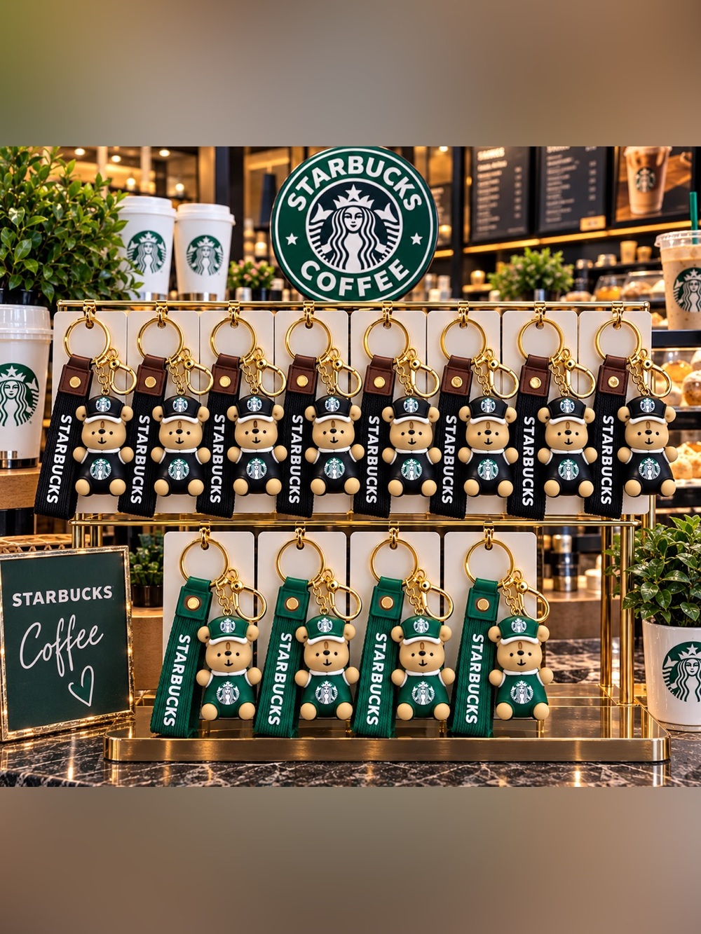 Starbucks bear wristlet keychains- you get all 12! New in package! Bulk bundle